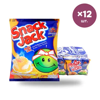 Снек Snack Jack из зелёного горошка со вкусом гребешка и вулканической остроты, 15 г × 12 шт.