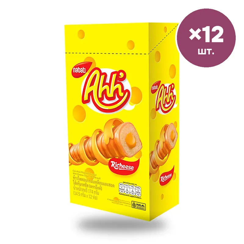 Кукурузные роллы AHH со сливочно-сырной начинкой, 14,5 г × 12 шт.