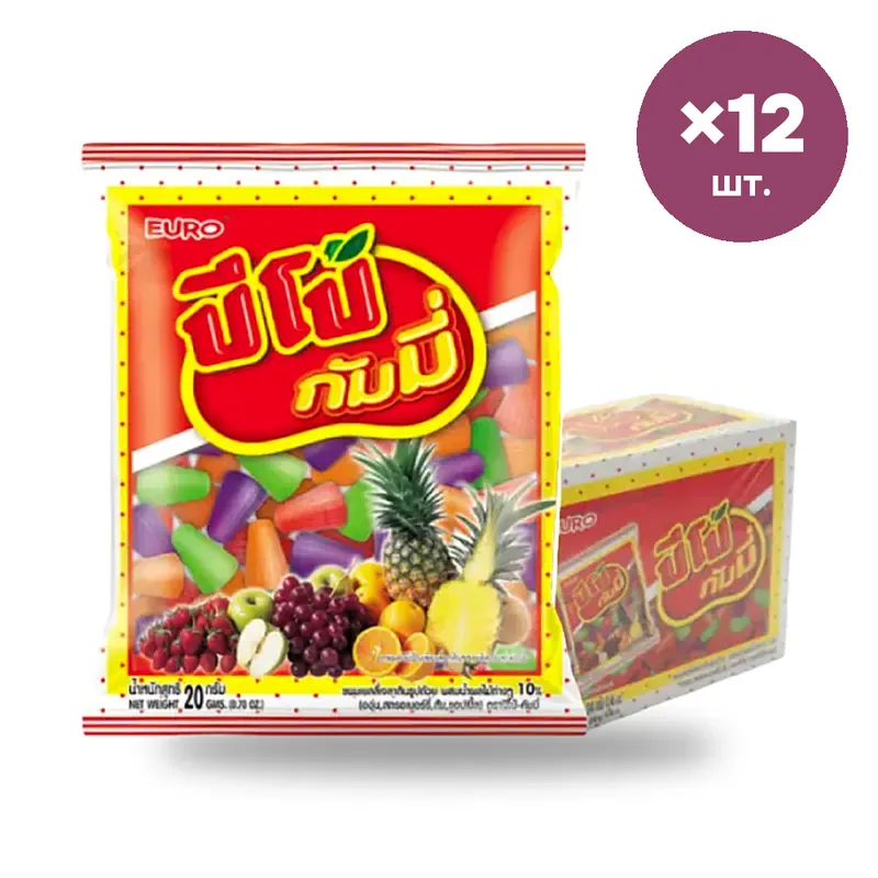 Желейный мармелад PIPO ассорти в стаканчиках, 18-20 г × 12 шт.
