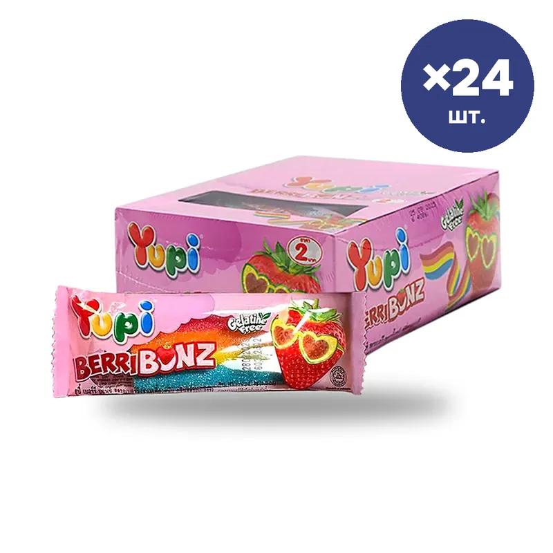 Мармелад YUPI «Ягодные бонзы» клубника, 7 г × 24 шт.