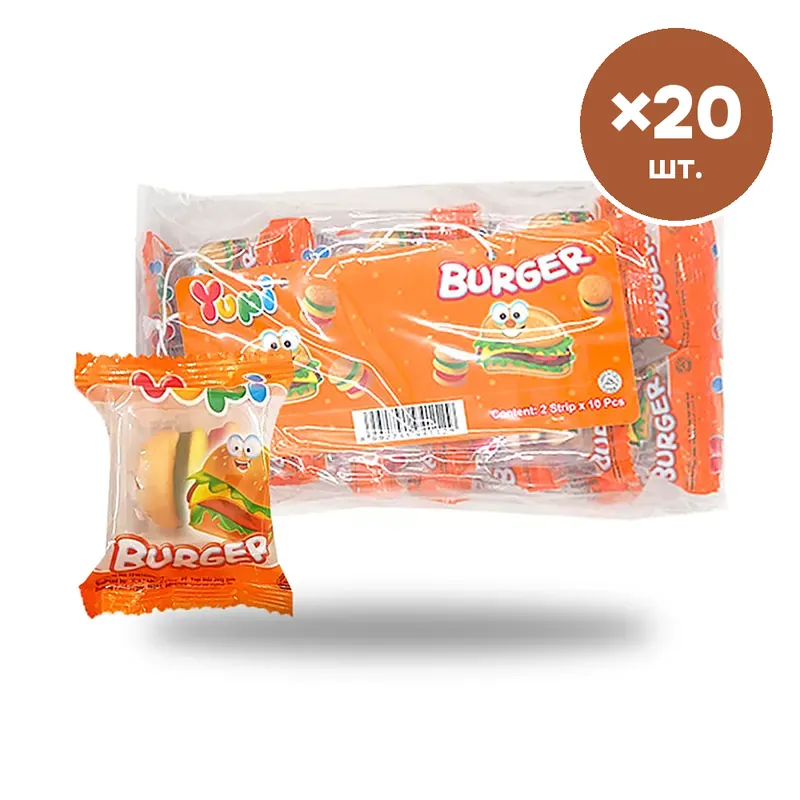 Мармелад YUPI мини-бургеры, 7 г × 20 шт.