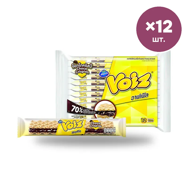 Снек VOIZ Crunch хрустящий в шоколаде, 21 г × 12 шт.