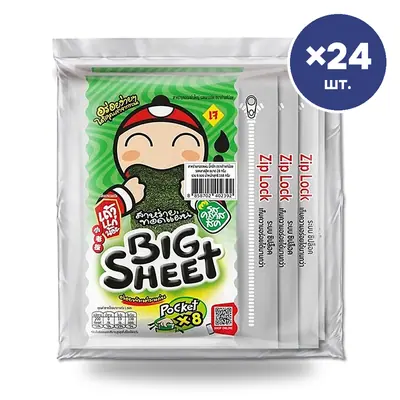 Жареные водоросли Tao Kae Noi Big Sheet классические, 3,2 г × 24 шт.