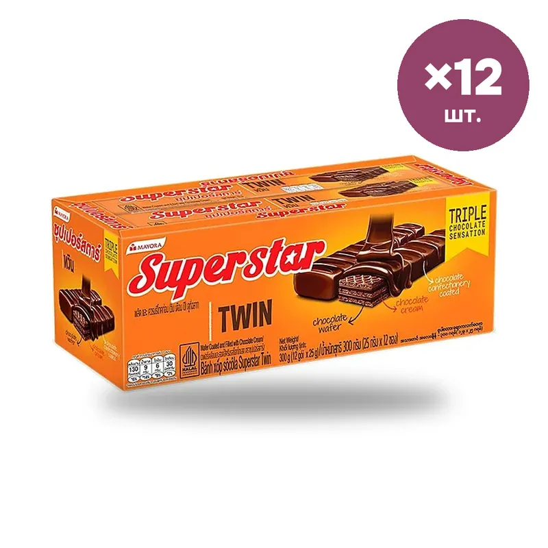 Вафли Superstar шоколадные, 25 г × 12 шт.
