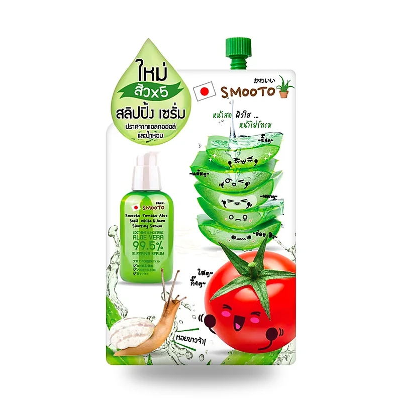 Ночная сыворотка Smooto с томатом, алоэ и улиткой для проблемной кожи, 10 г × 6 шт. — фото 2