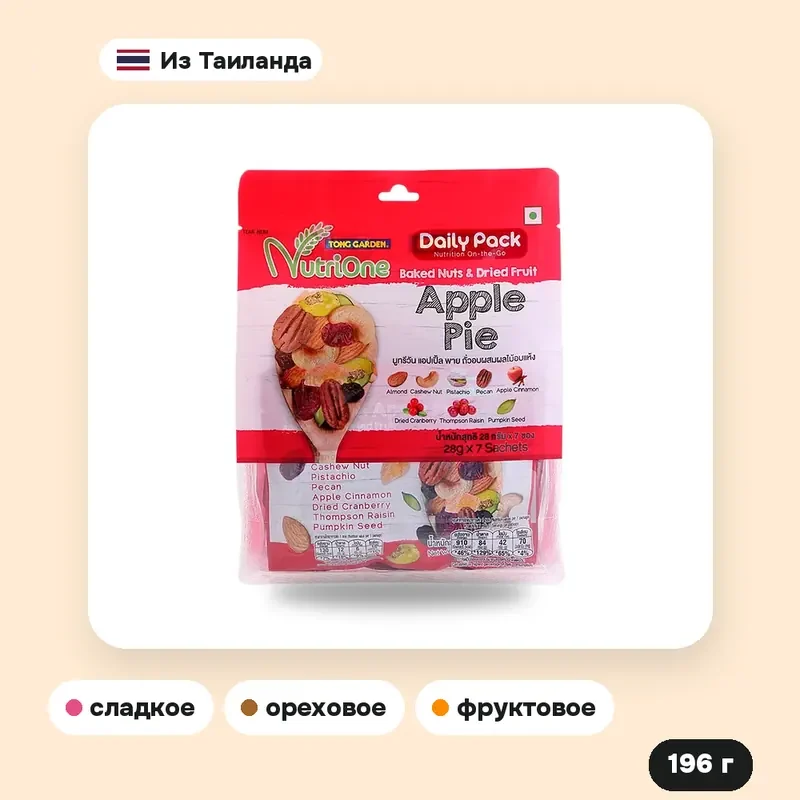Запечённые орехи с сухофруктами Nutrione «Яблочный пирог», 196 г — фото 2