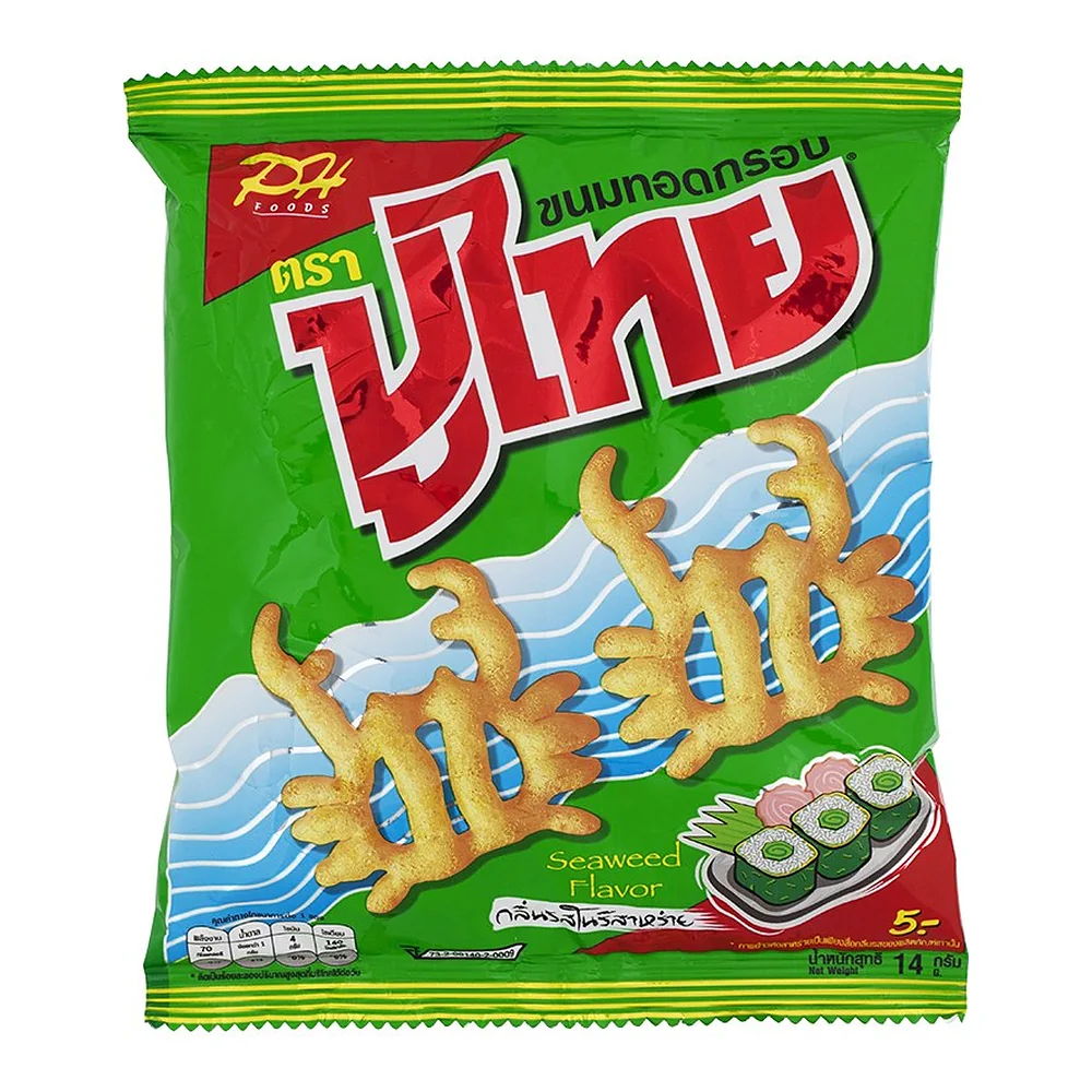 Хрустящий снек Poothai со вкусом водорослей, 12 г × 12 шт. — фото 4