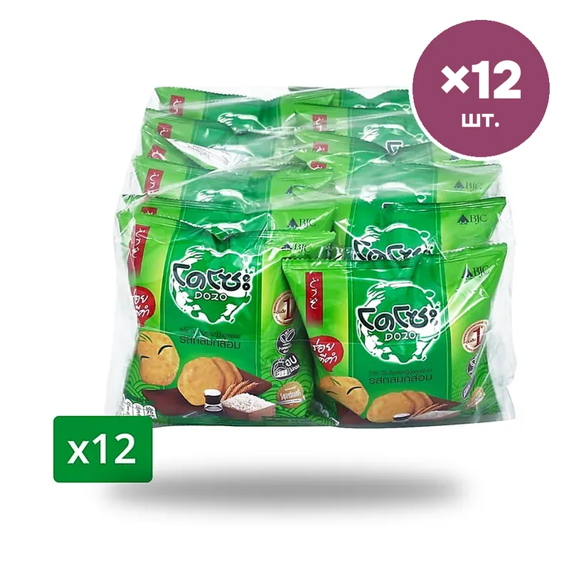 Японские рисовые крекеры Dozo Mini классические, 12 г × 12 шт.