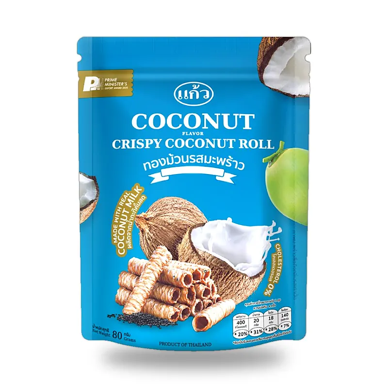 Кокосовые трубочки Kaew со вкусом кокоса, 80 г