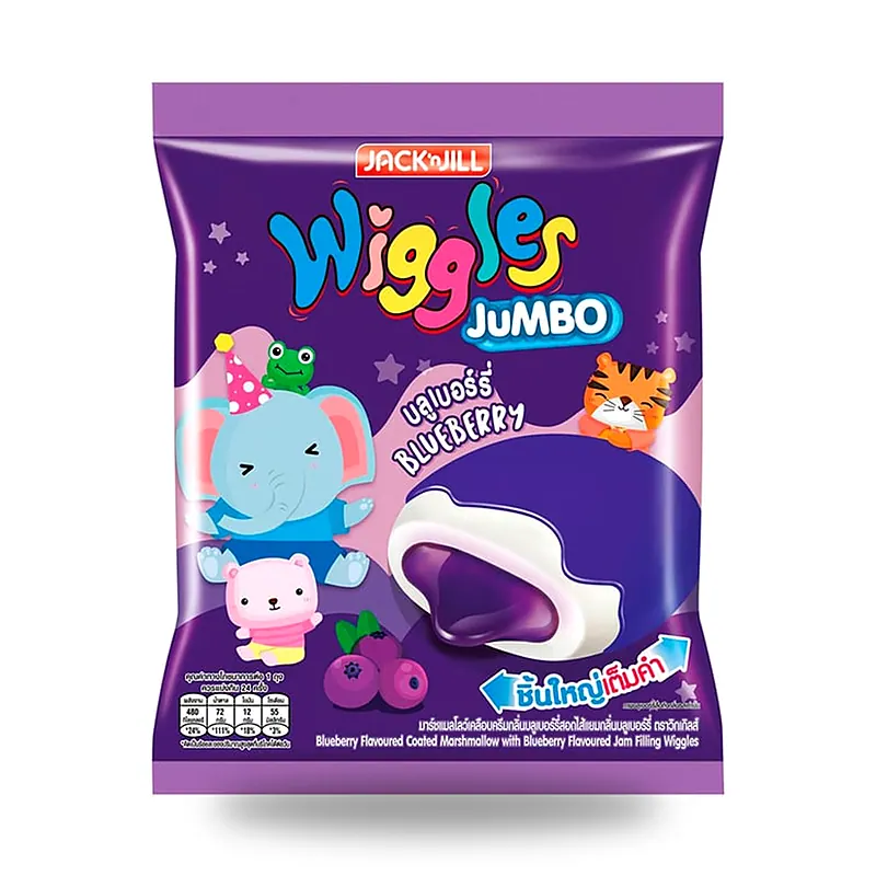 Маршмеллоу Wiggles в глазури с черничным джемом, 108 г