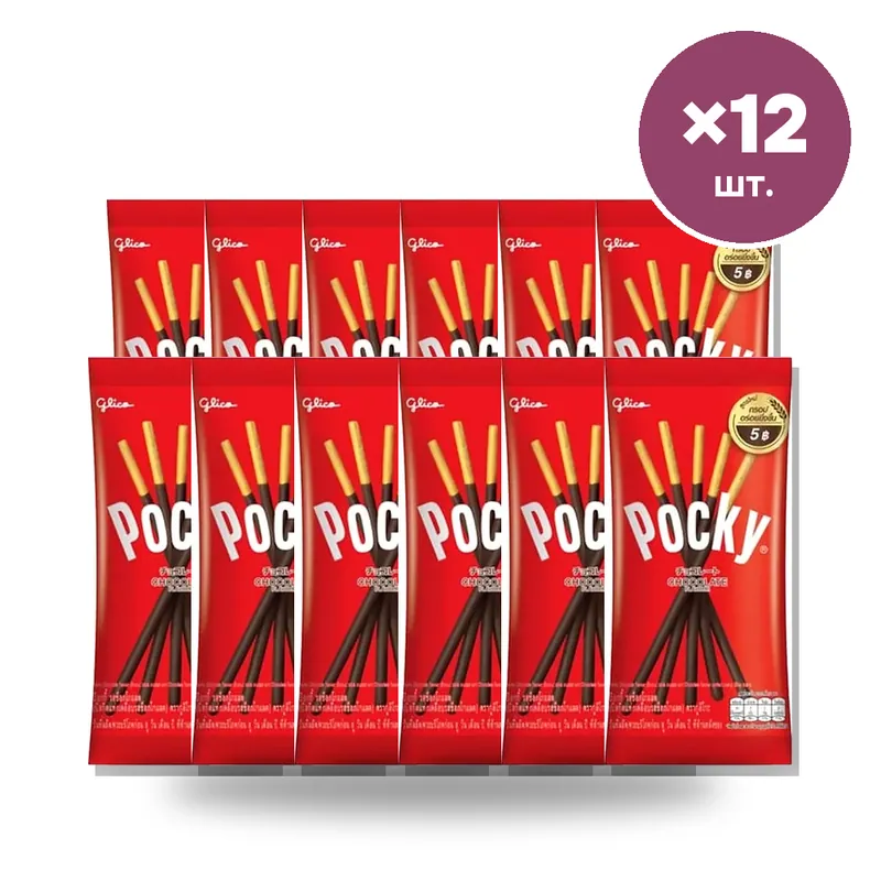 Палочки Pocky в шоколадной глазури, 10 г × 12 шт.