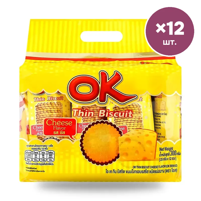 Тонкое печенье OK Thin Biscuit сырное, 25 г × 12 шт.