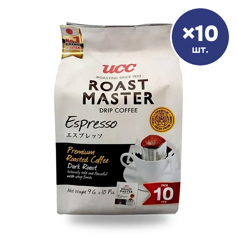 Дрип-кофе UCC Roast Master Espresso, 9 г × 10 шт.