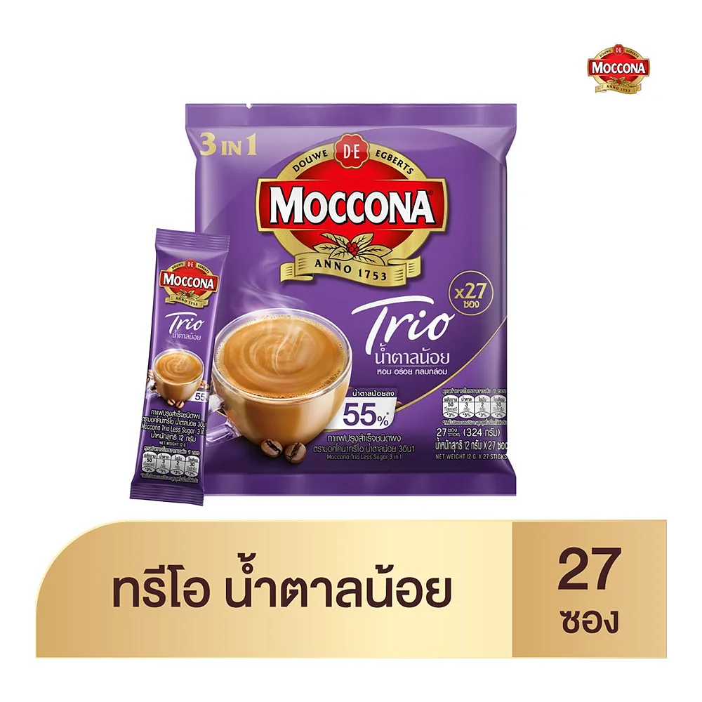 Кофе 3в1 Moccona Trio с пониженным содержанием сахара, 12 г × 27 шт. — фото 5