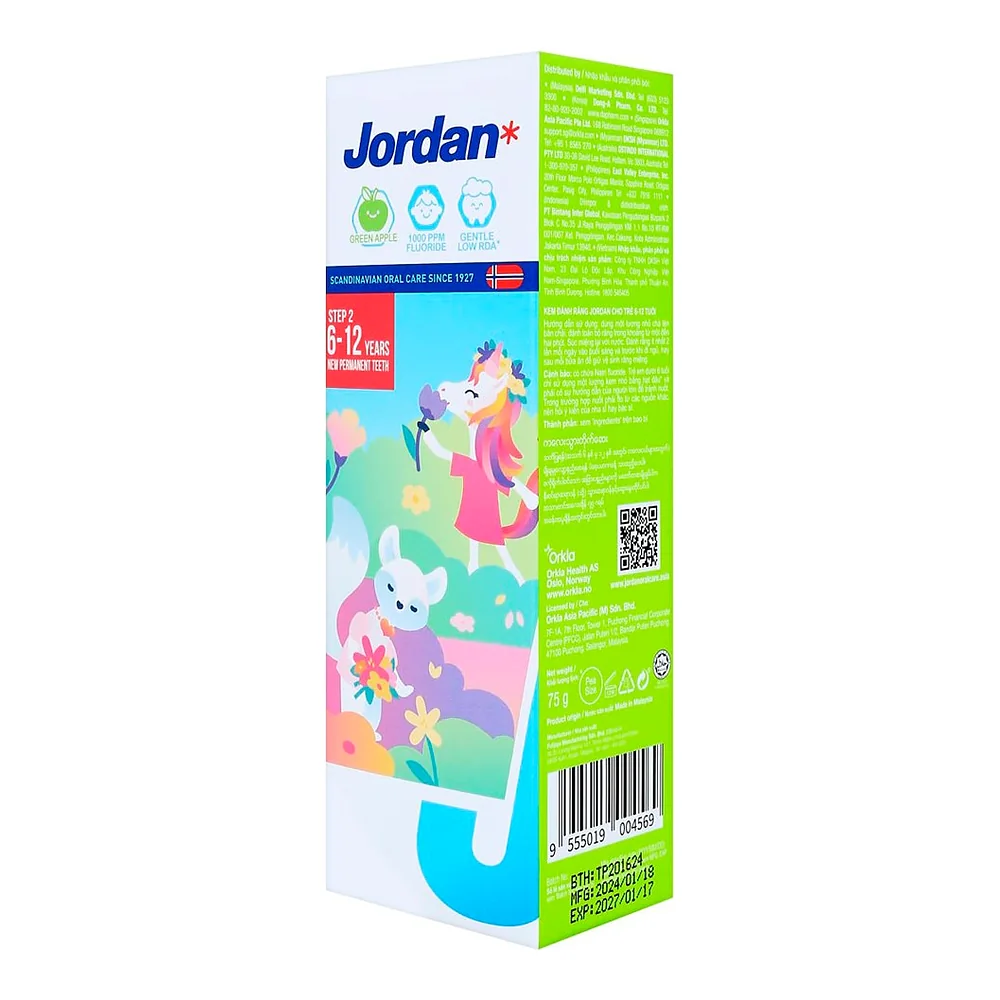 Детская зубная паста Jordan Step 2 «Зелёное яблоко», 6–12 лет, 75 г — фото 4