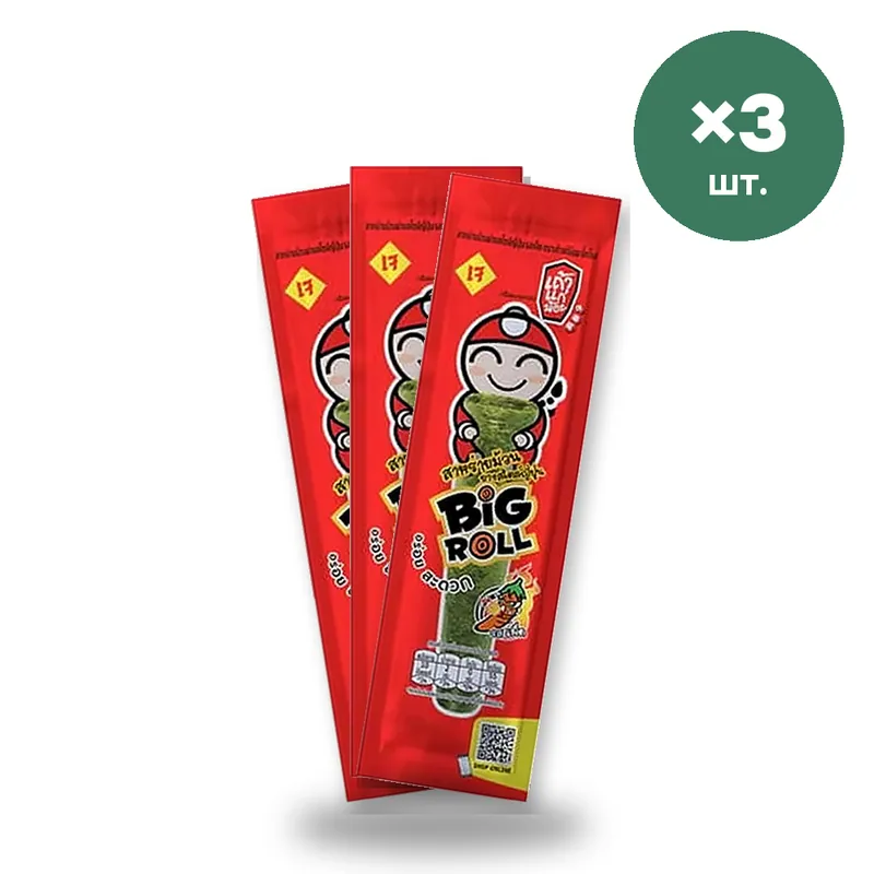 Водоросли-роллы Tao Kae Noi Roll в японском стиле острые, 2,5 г × 3 шт.