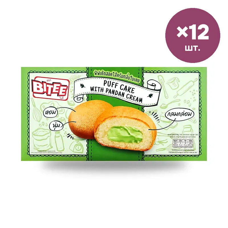 Пирожные Bitee с кремом пандан, 17 г × 12 шт.