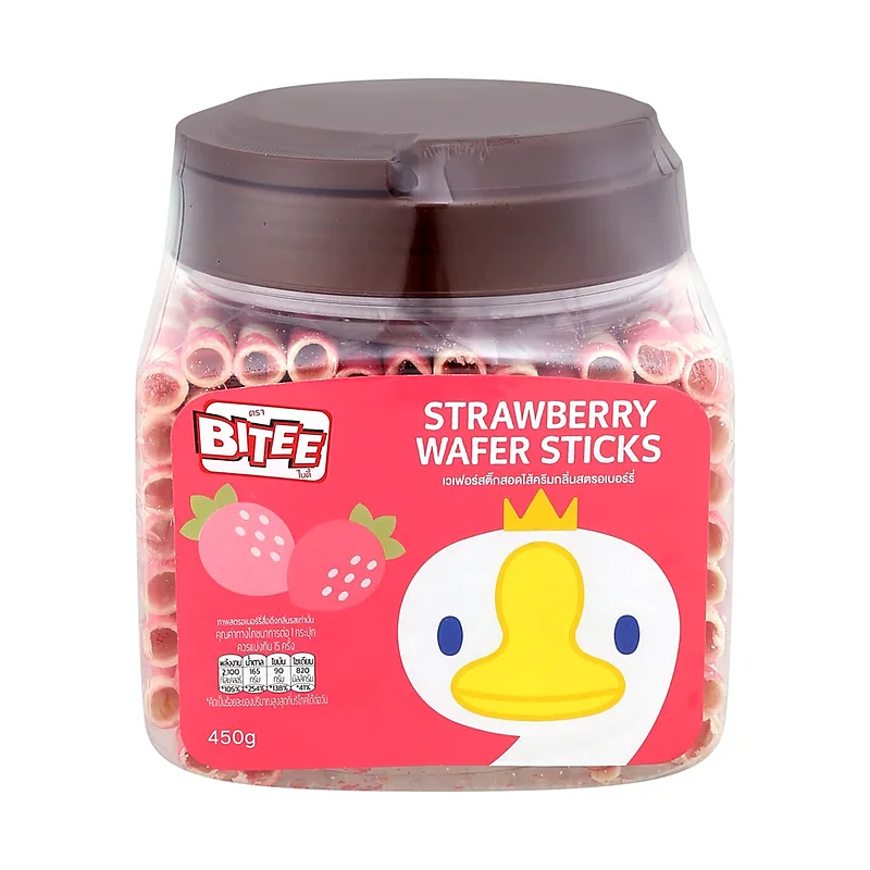 Вафельные палочки Bitee с клубничным кремом, 450 г