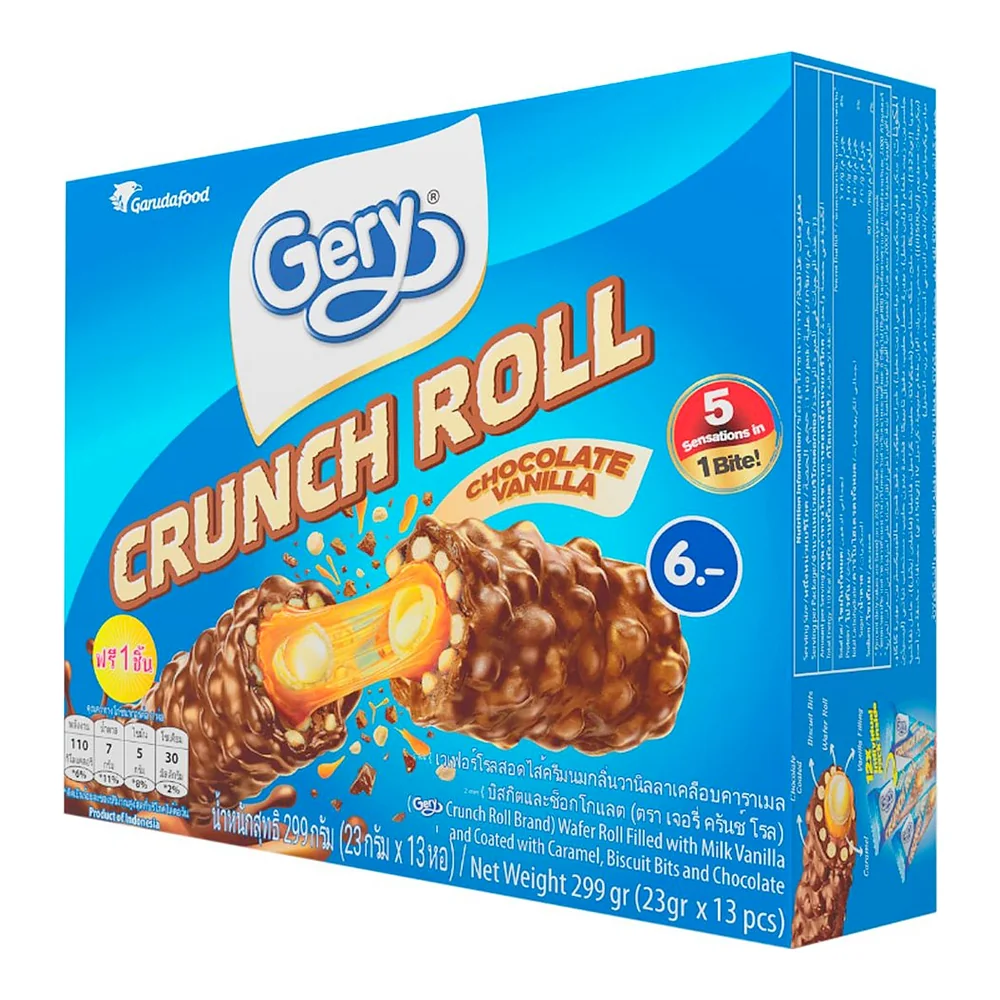 Вафельные трубочки Gery Crunch Roll с ванильным кремом, карамелью и шоколадом, 299 г — фото 4