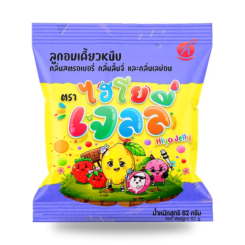 Жевательные конфеты Hiyo Jelly: клубника, личи, лимон, 62 г