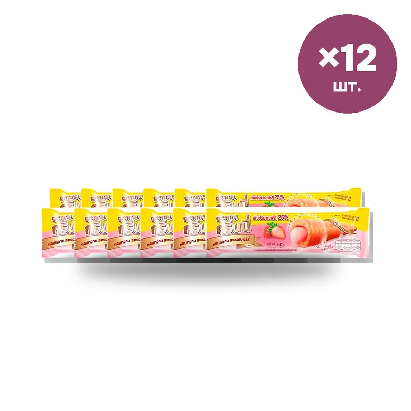 Печенье Grinny в клубничной глазури с клубничной начинкой, 12 г × 12 шт.