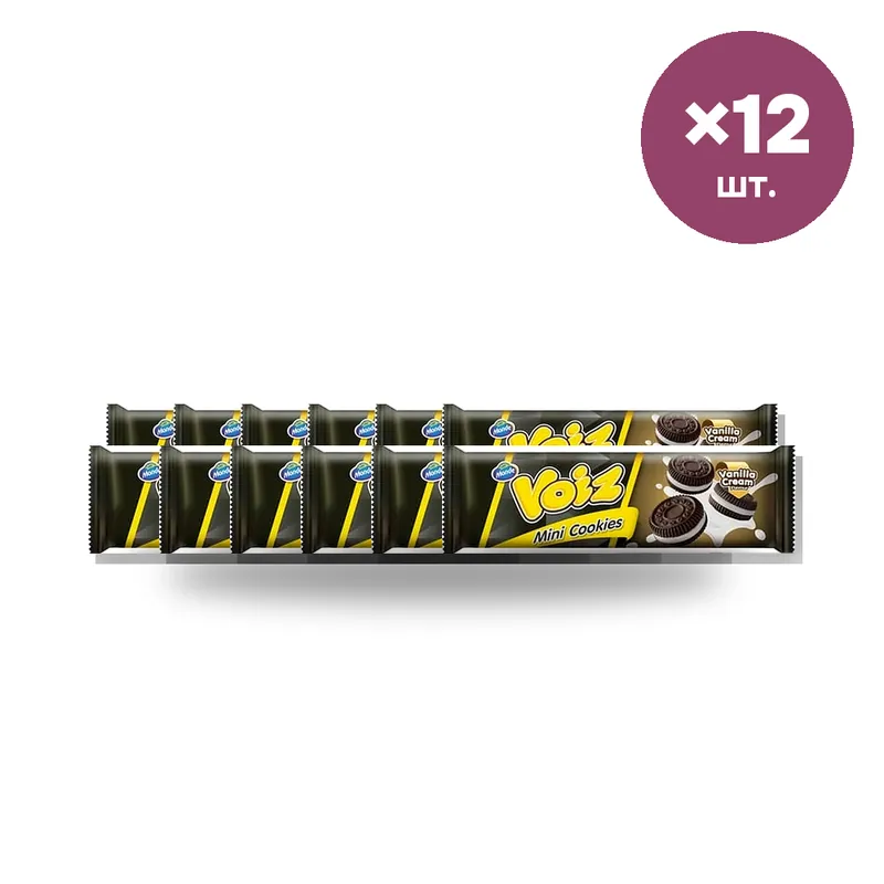 Мини-печенье Voiz с ванильным кремом, 30 г × 12 шт.