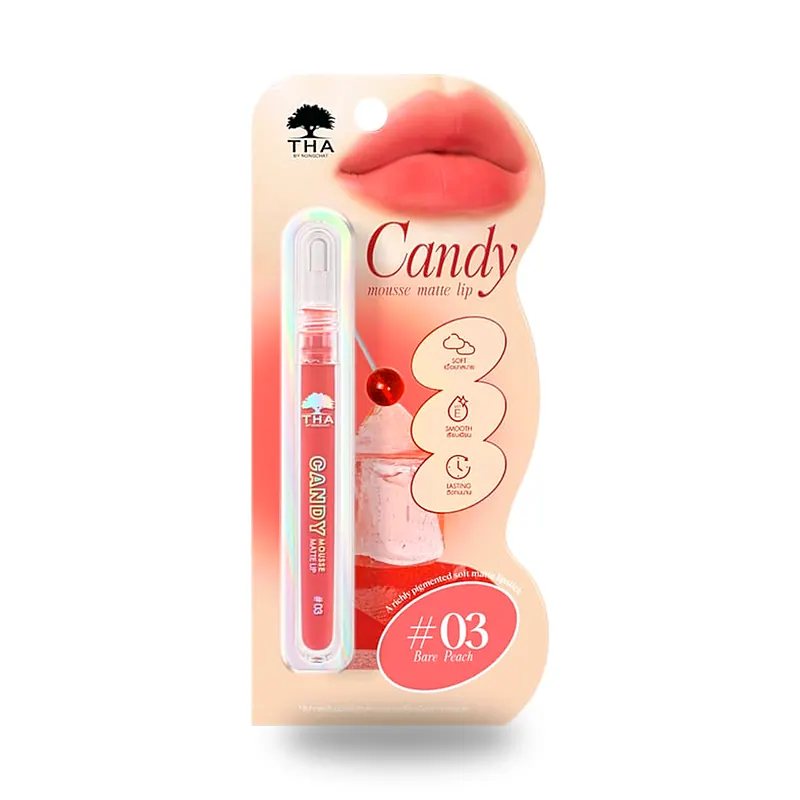 Матовый мусс для губ Tha by Nongchat Candy Mousse Matte Lip 03 Bare Peach, 2,5 г