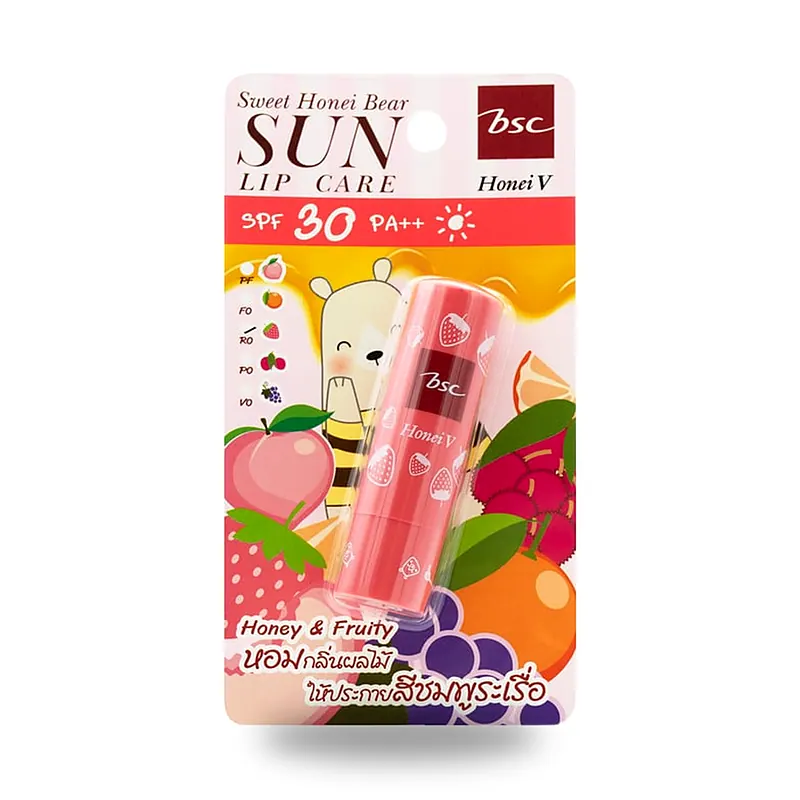 Бальзам для губ BSC Honei V Sweet Honei Bear Sun Lip Care SPF 30 PA++ «Клубника», 4,5 г