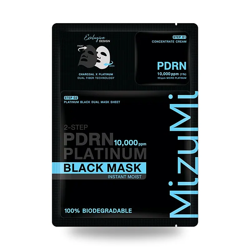 Маска Mizumi PDRN Platinum Black Mask Instant Moist, 30 мл + 1 г