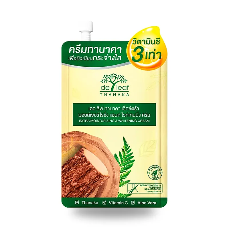 Крем De Leaf Thanaka Extra Moisturizing & Whitening с танакой, 7 г